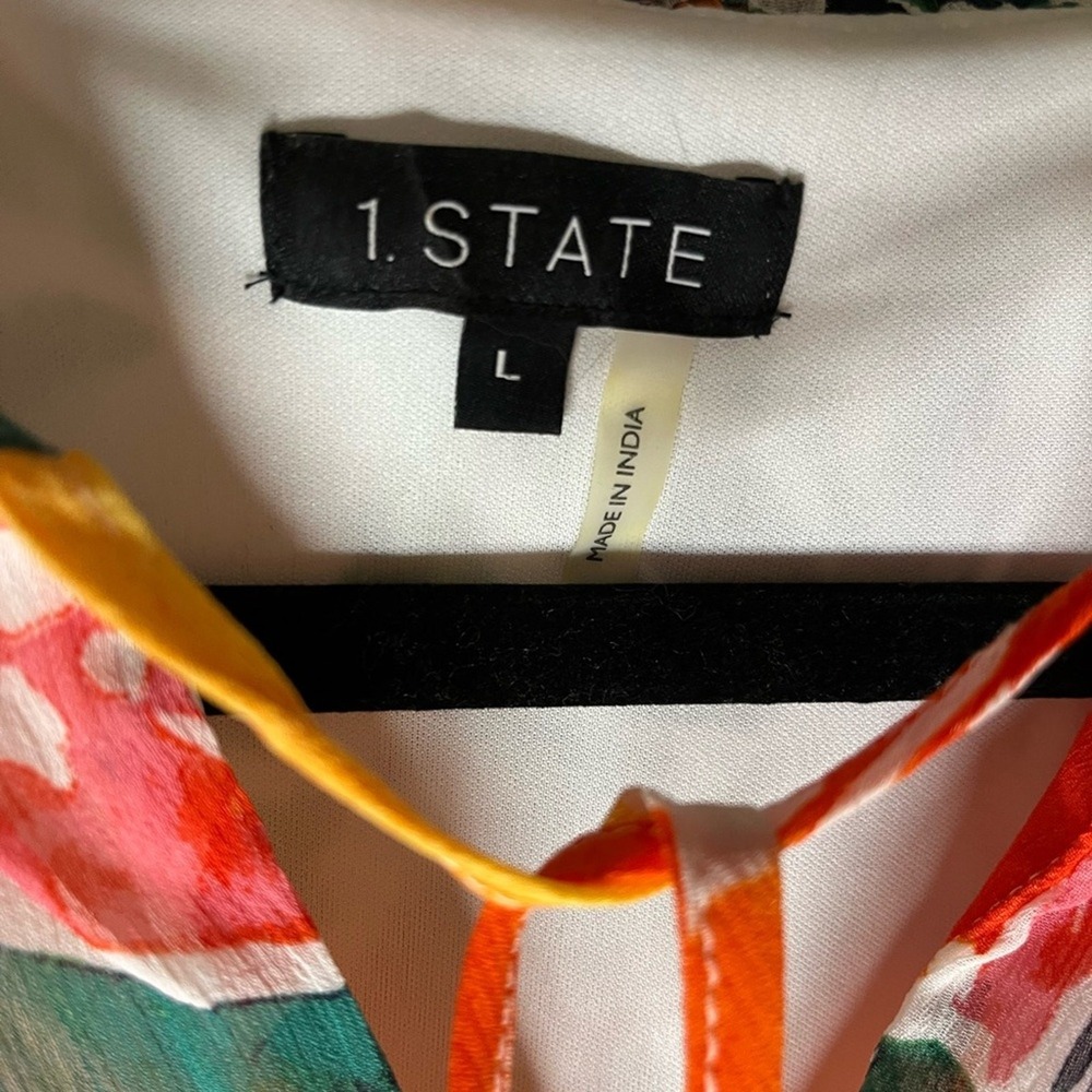 1. State Size L Tiered Sleeveless Multicolor Ruffle Floral Maxi Dress smocked - Picture 4 of 9